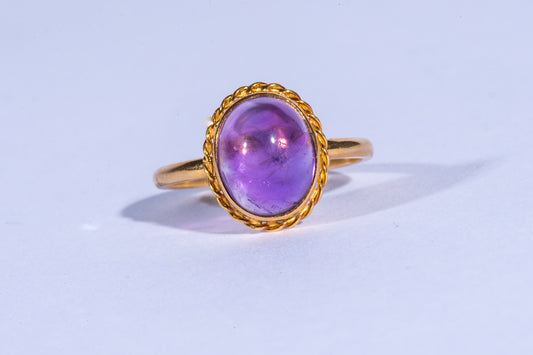 Bague cabochon, améthyste